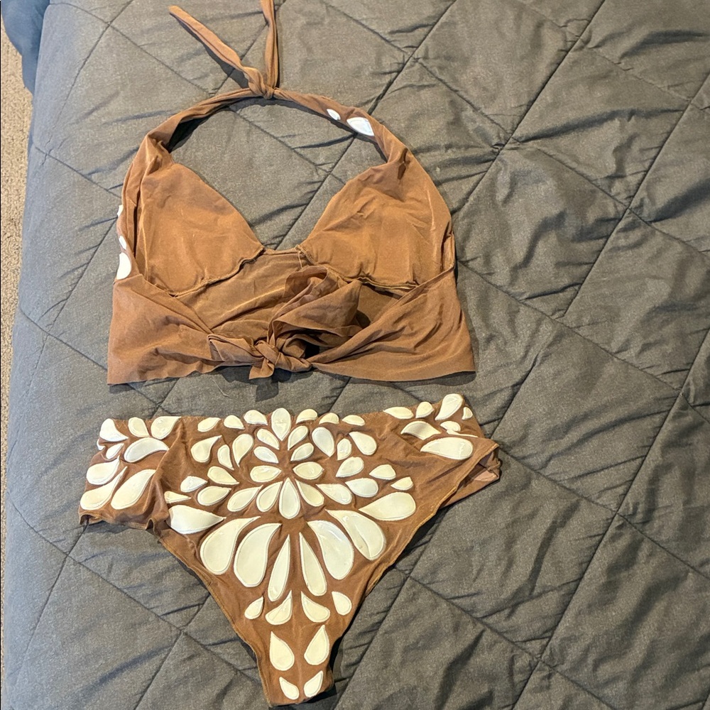 Ema Savahl Couture Brown and White Bikini Set - Picture 3 of 3